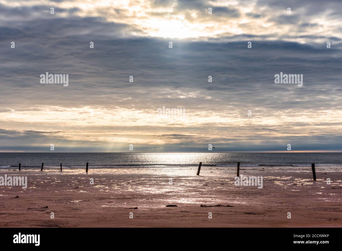sunrise in bellhaven bay, Scotland Stock Photo