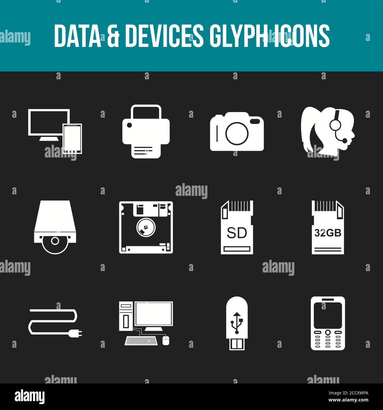 Unique Data & Devices Glyph icon set Stock Vector Image & Art - Alamy