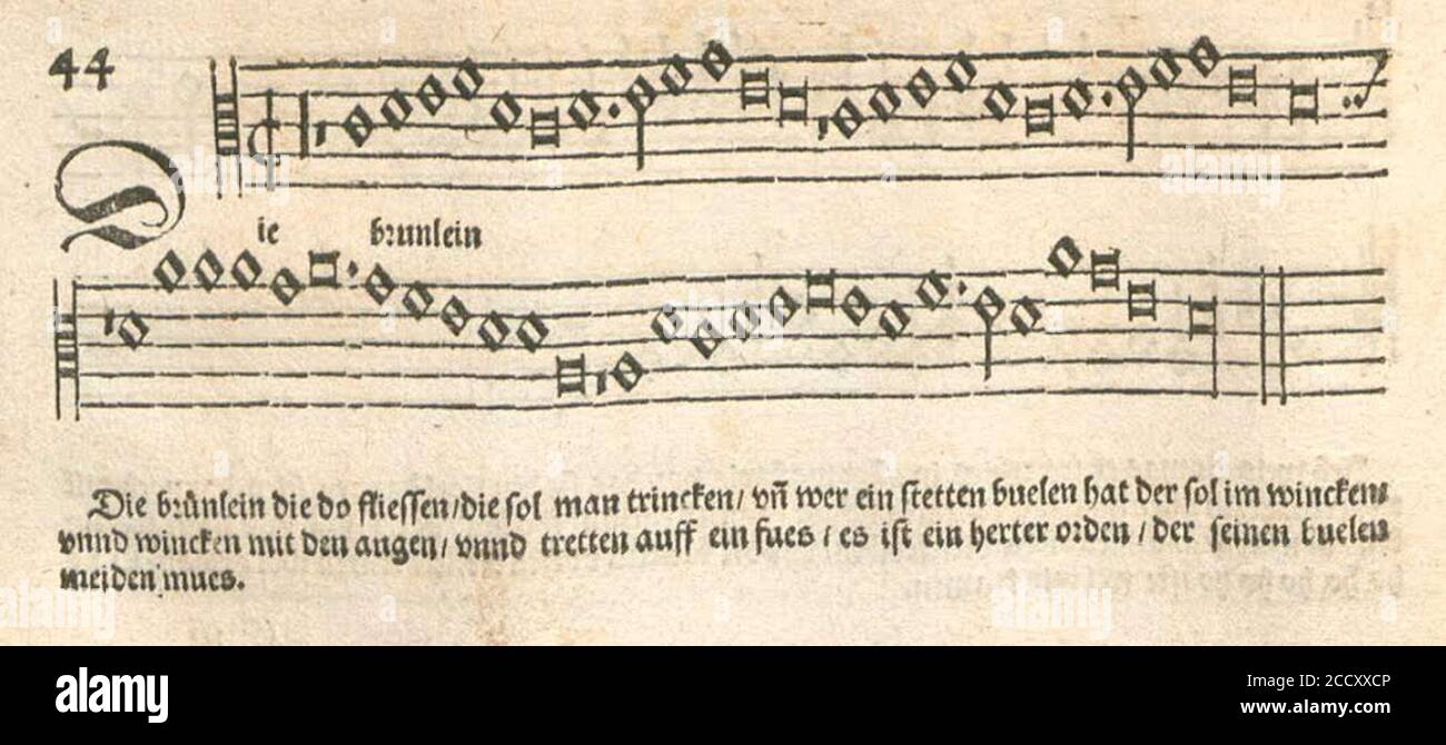 Johann Ott 1534 Nr 44 Die bruenlein die do fliessen. Stock Photo
