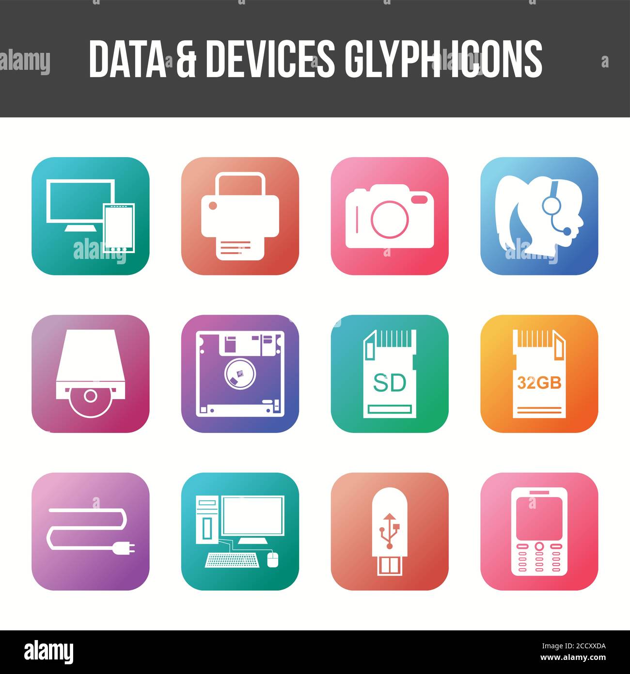 Unique Data & Devices Glyph icon set Stock Vector Image & Art - Alamy