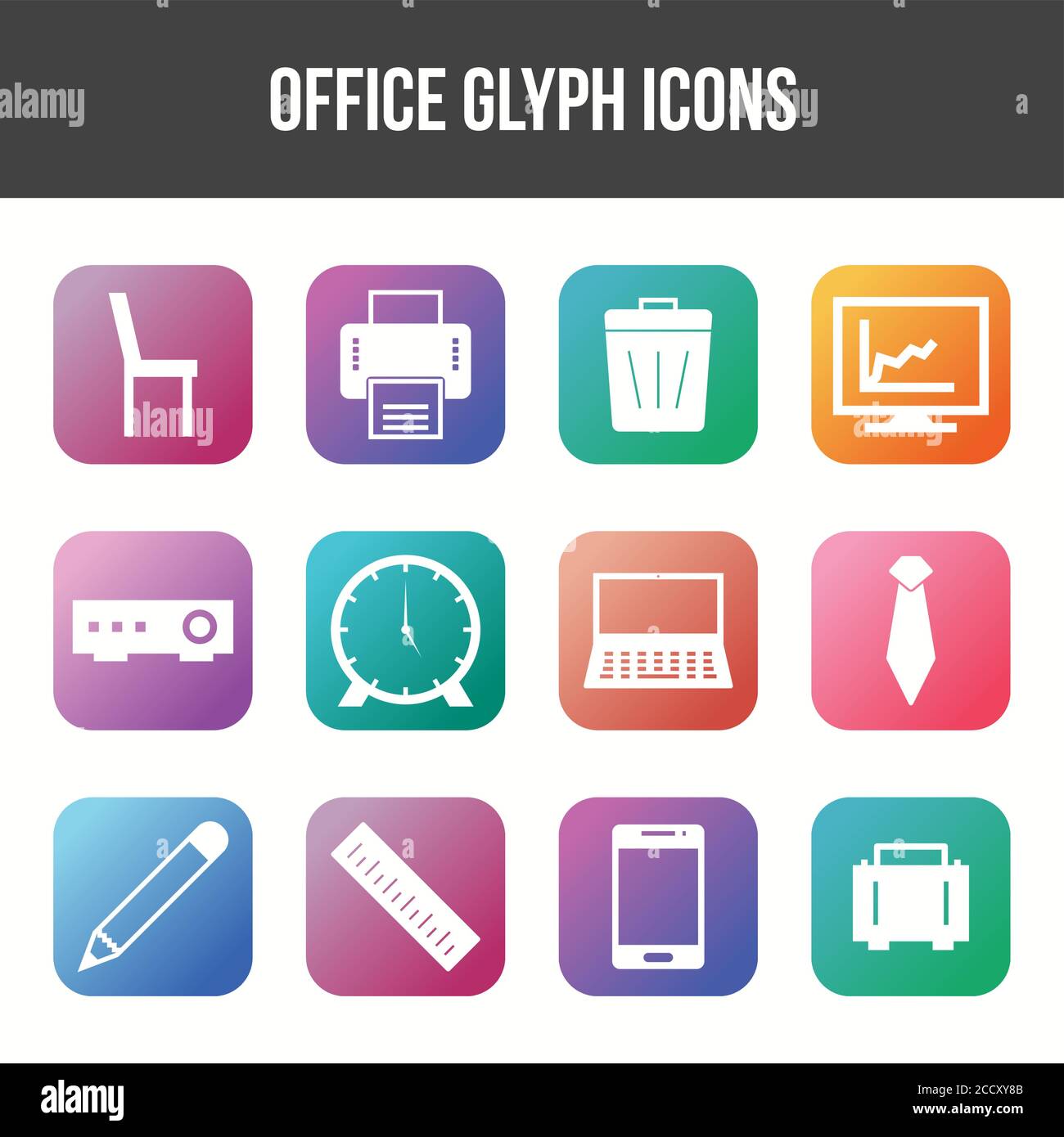 Unique Office Glyph icon set Stock Vector Image & Art - Alamy