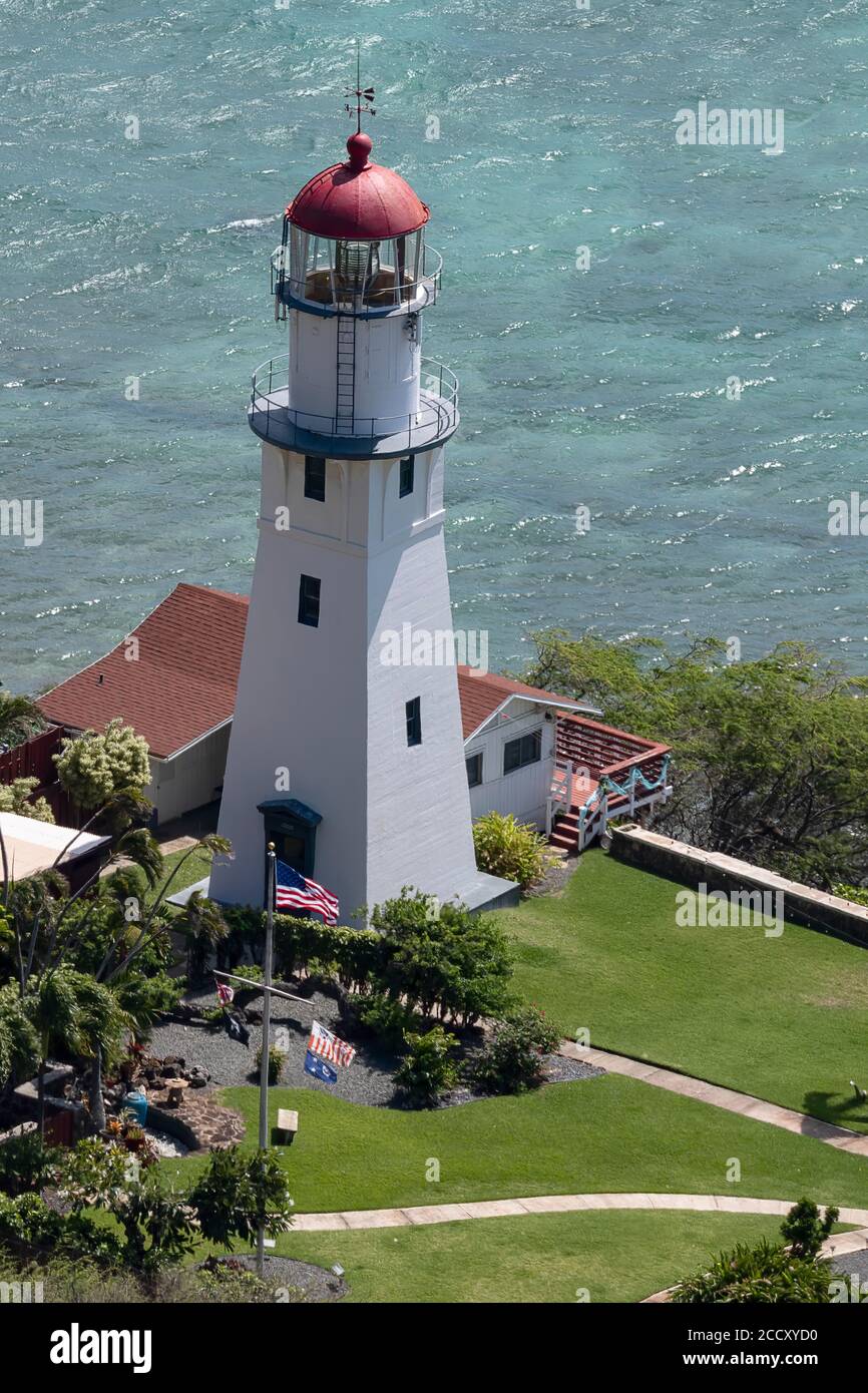 Diamond Head Lighthouse of the US Coast Guard, view from Diamond Head