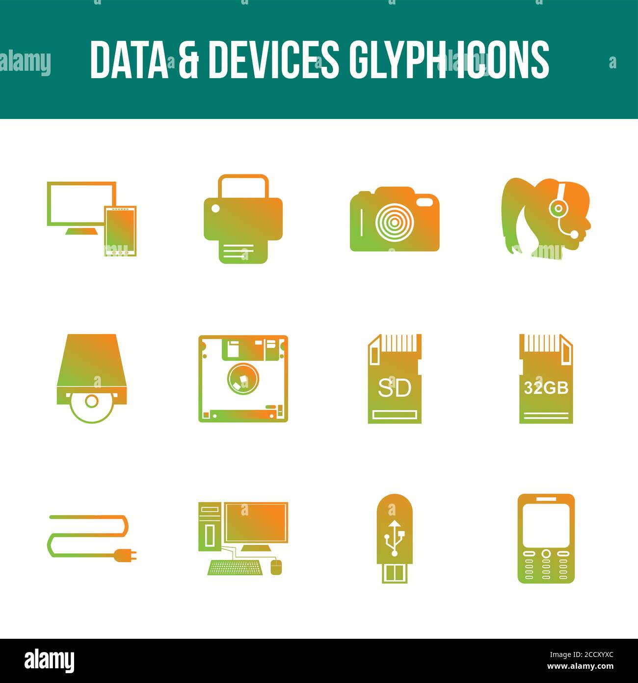 Unique Data & Devices Glyph icon set Stock Vector Image & Art - Alamy