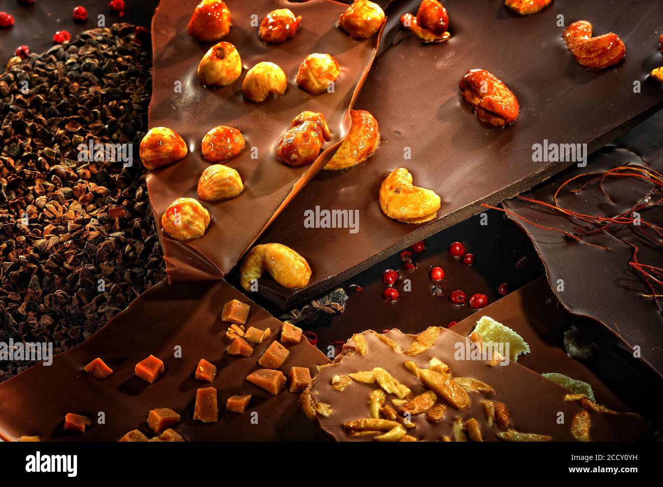 Various chocolate bars, stacked, Germany Stock Photo Alamy