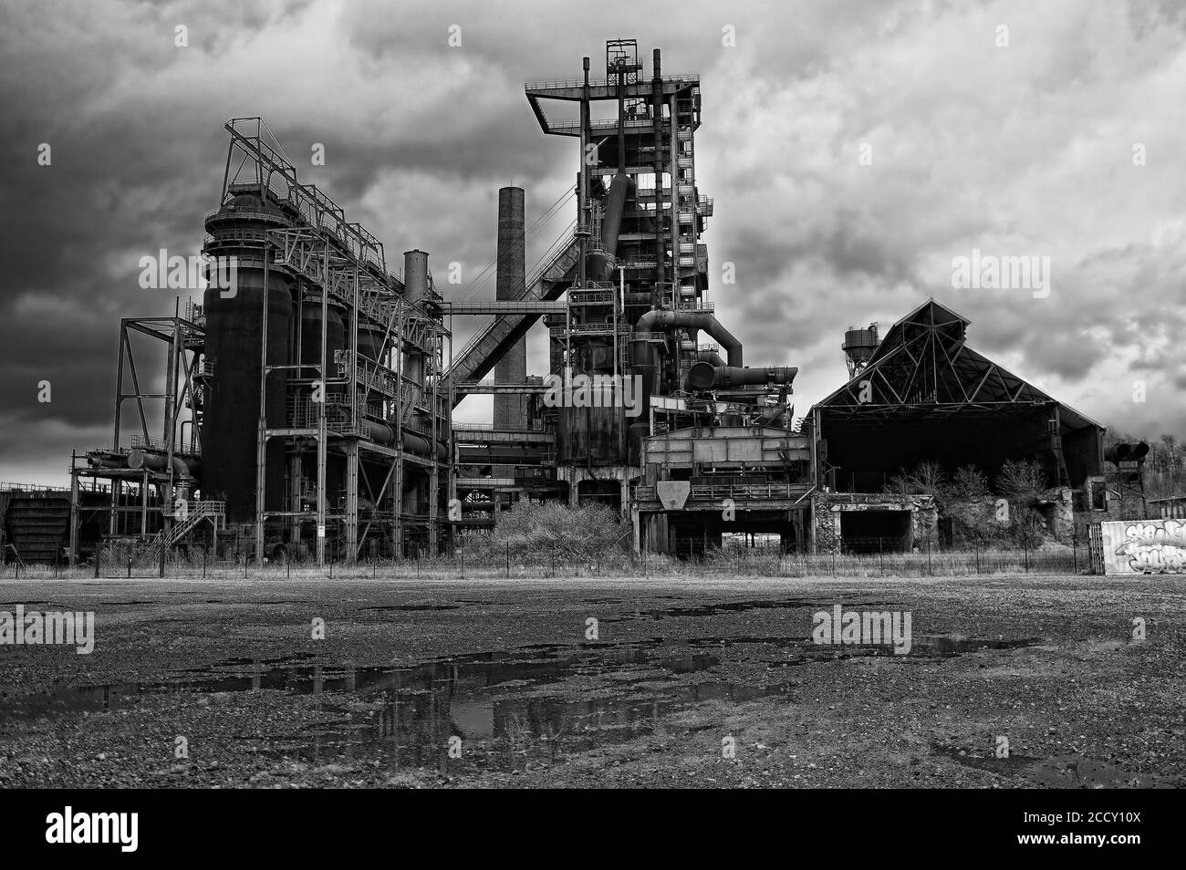 Former blast furnace plant, steelworks, industrial area, Phoenix-West, Hoerde, Dortmund, Ruhr area, North Rhine-Westphalia, Germany Stock Photo