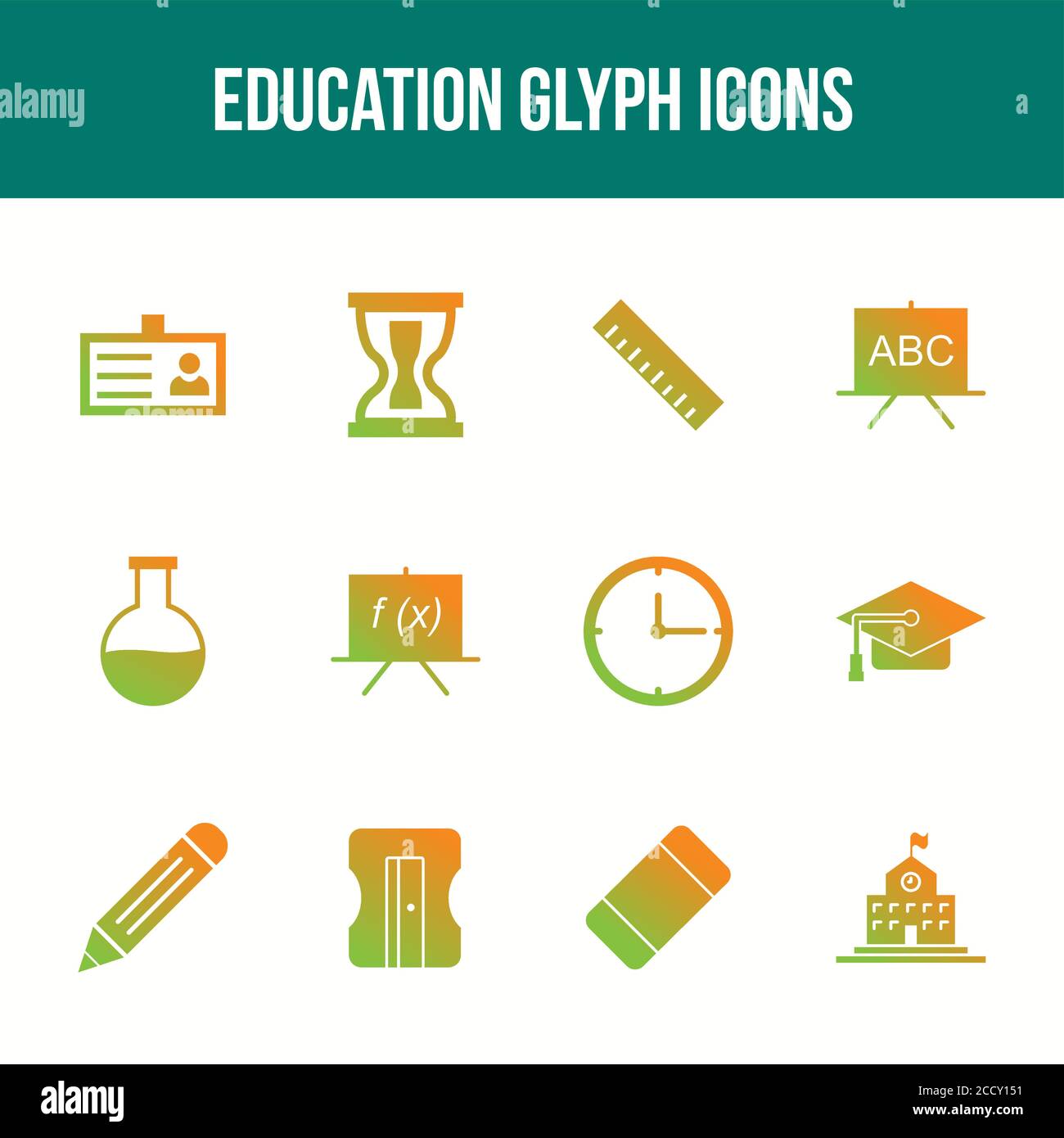 Unique Education Glyph icon set Stock Vector
