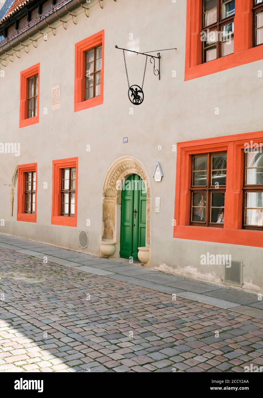 Birthplace of Johannes Tetzel, indulgence dealer, Pirna, Saxon Switzerland, Saxony, Germany Stock Photo