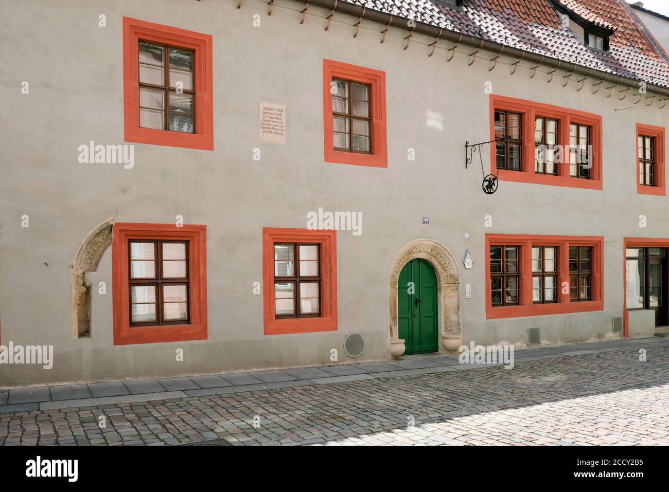 Birthplace of Johannes Tetzel, indulgence dealer, Pirna, Saxon Switzerland, Saxony, Germany Stock Photo