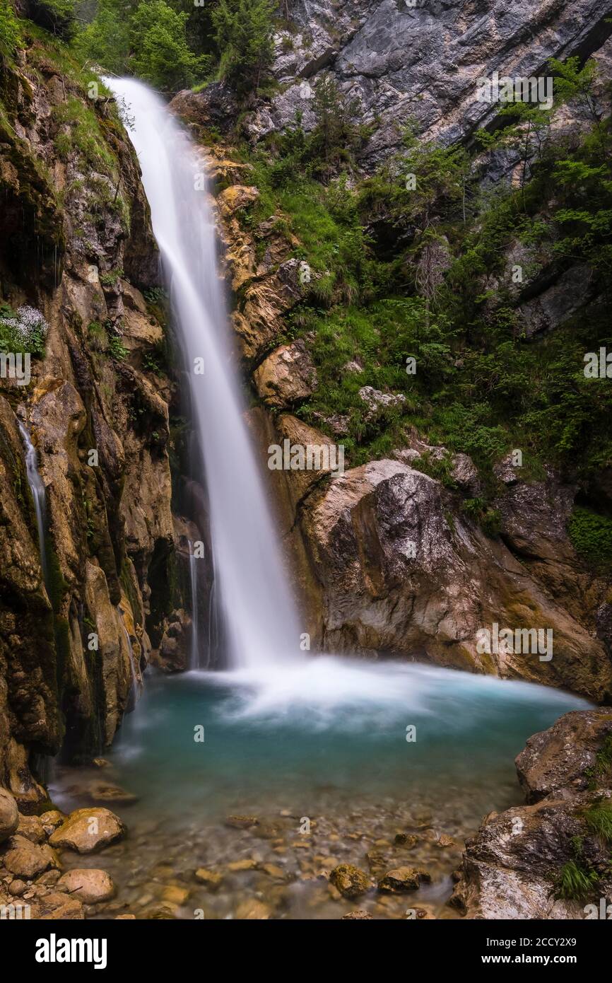 Tschaukofall, Tschauko Waterfall, Tscheppaschlucht, Loibltal, Karawanken, Carinthia, Austria Stock Photo