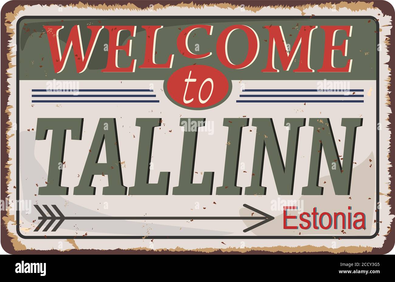 Tallin Estonia road sign Icon Skyline City Design Stock Vector