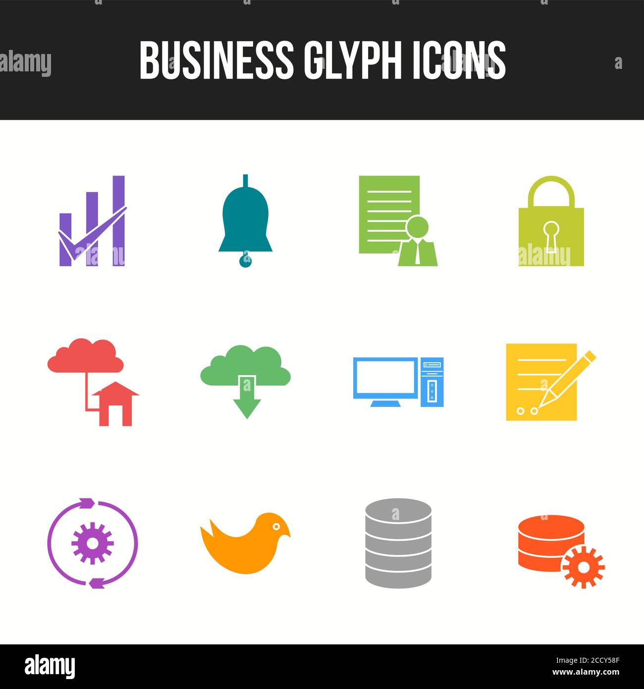 Unique Business Glyph icon set Stock Vector Image & Art - Alamy