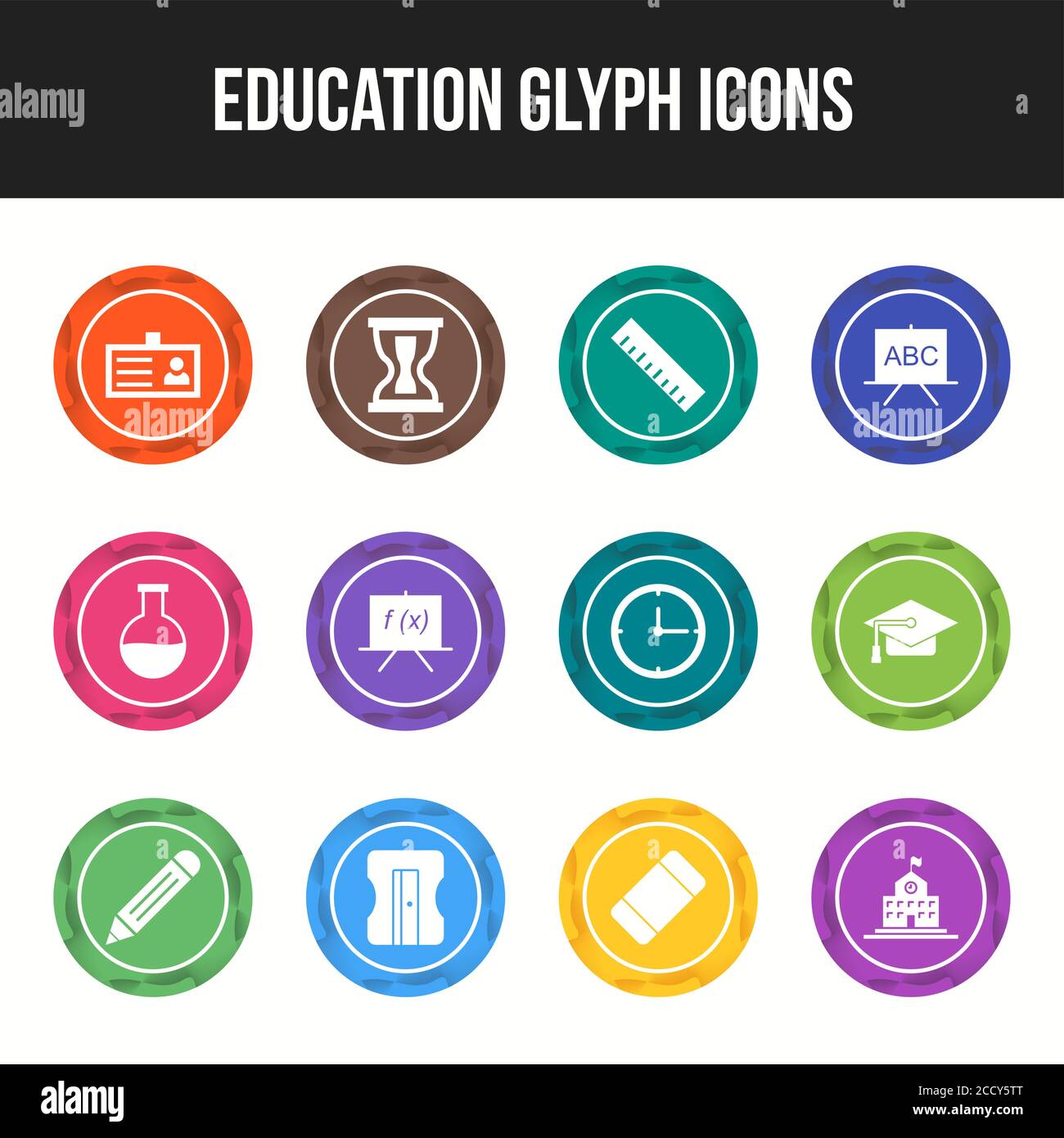 Unique Education Glyph icon set Stock Vector