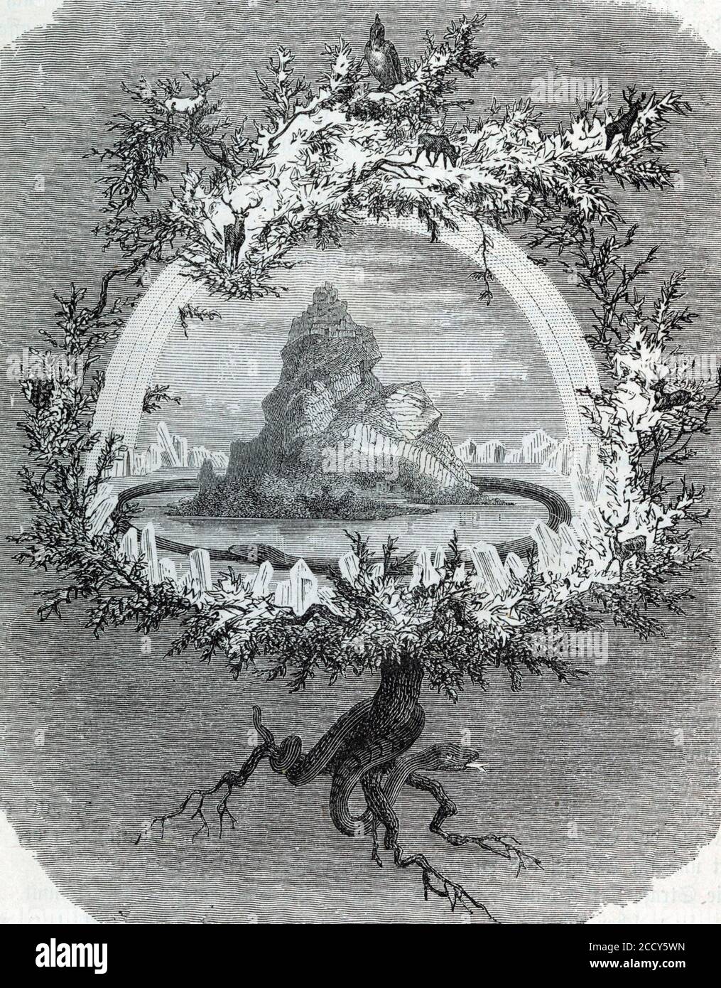 Die Weltesche Yggdrasil, Historical illustration from Otto von Leixner