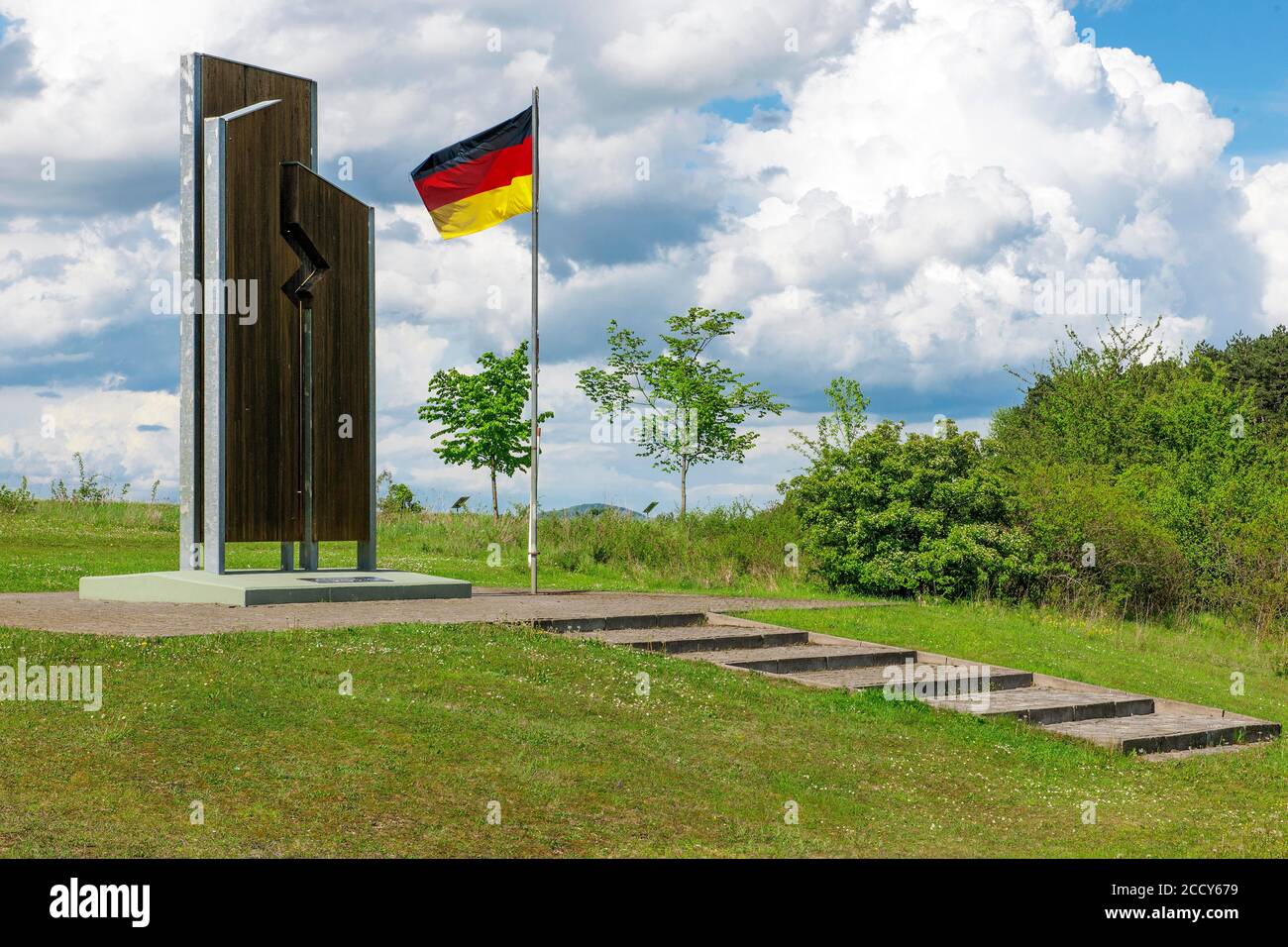 Monument of German division and reunification, Point Alpha Memorial, former inner-German border, Rasdorf, Hesse, Geisa, Thuringia, Germany Stock Photo