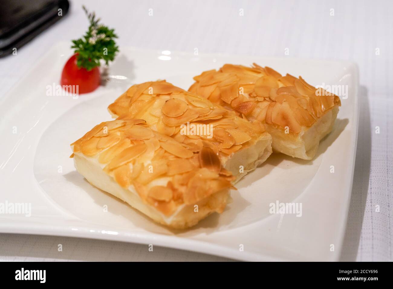 A classic Cantonese dessert, almond fried milk Stock Photo Alamy
