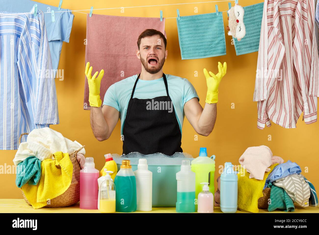 Irritated angry handsoem bearded man can't hide negative emotions