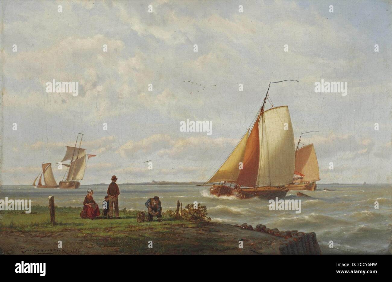 Johannes Hermanus Barend Koekkoek - Watching The Ships Go By (1868 ...