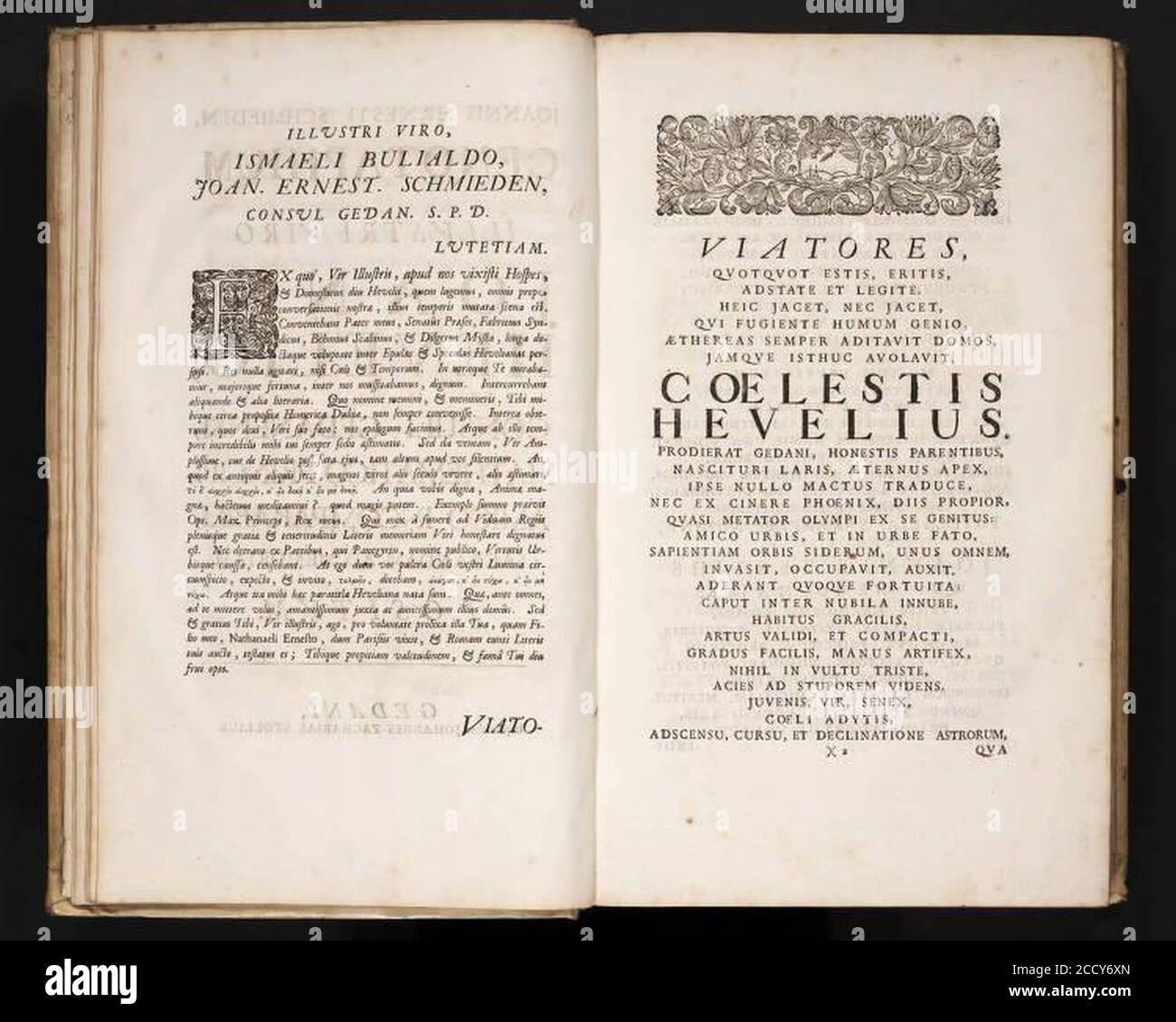 Johannes Hevelius - Prodromus Astronomia - Volume III ‘Firmamentum Sobiescianum sive uranographia‘ - Presentazione. Stock Photo