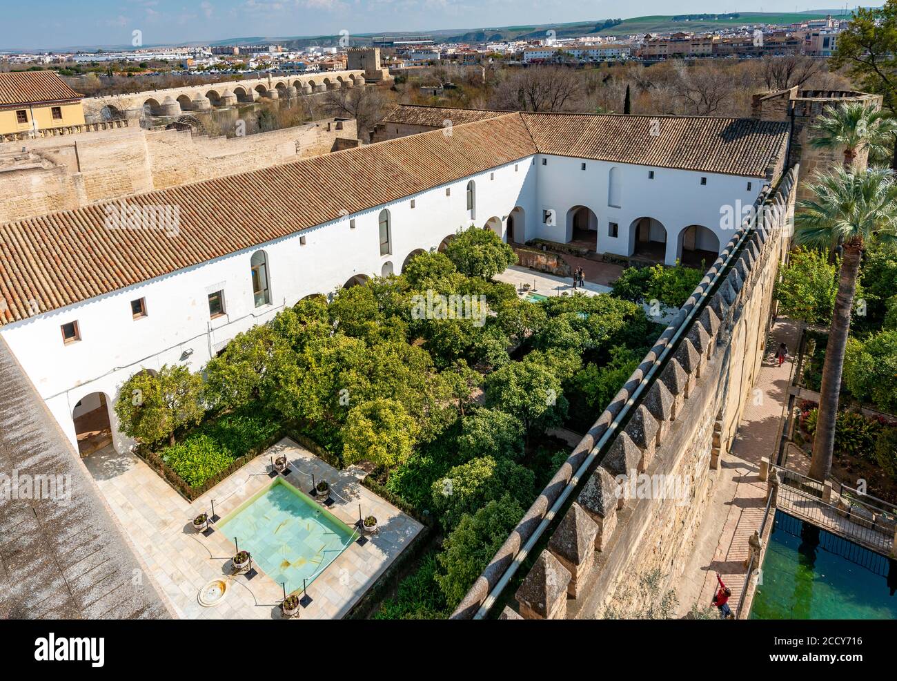 View into a patio of the Alcazar, Alcazar de los Reyes Cristianos ...