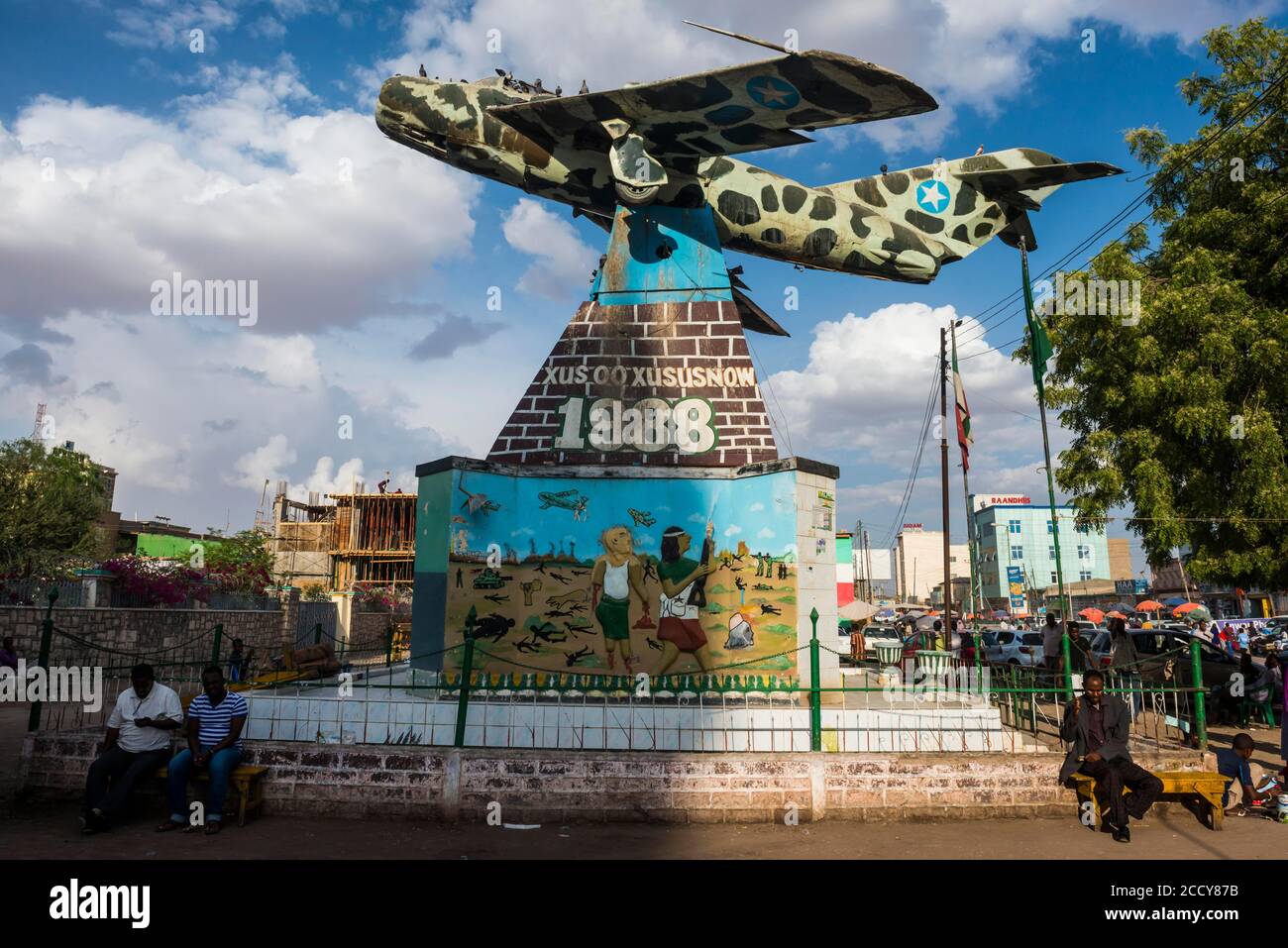 Old russian MIG airplane in the center of Hargeisa, Somaliland, Somalia Stock Photo