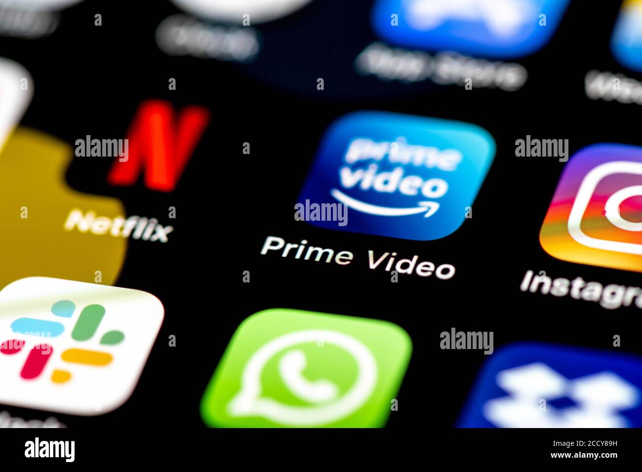 Netflix And Amazon Prime Video Video Streaming App Icons On A Mobile Phone Display Iphone Smartphone Close Up Full Screen Stock Photo Alamy