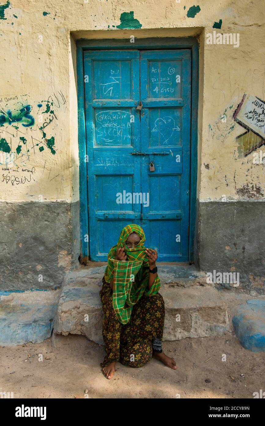 Somali woman in the coastal town of Berbera, Somaliland, Somalia Stock Photo