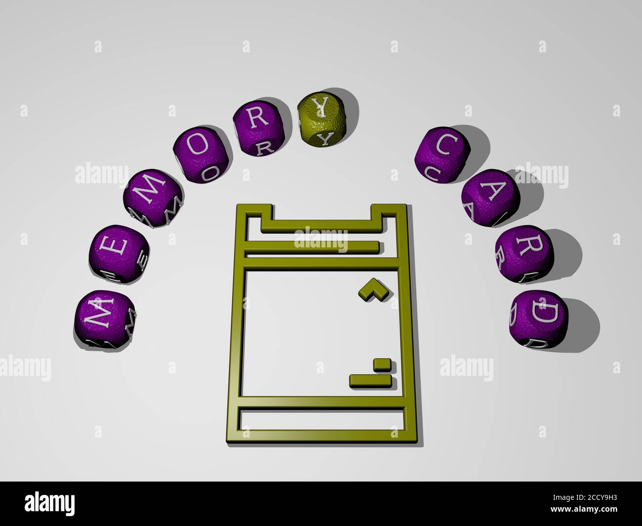 memory card icon surrounded by the text of individual letters, 3D ...
