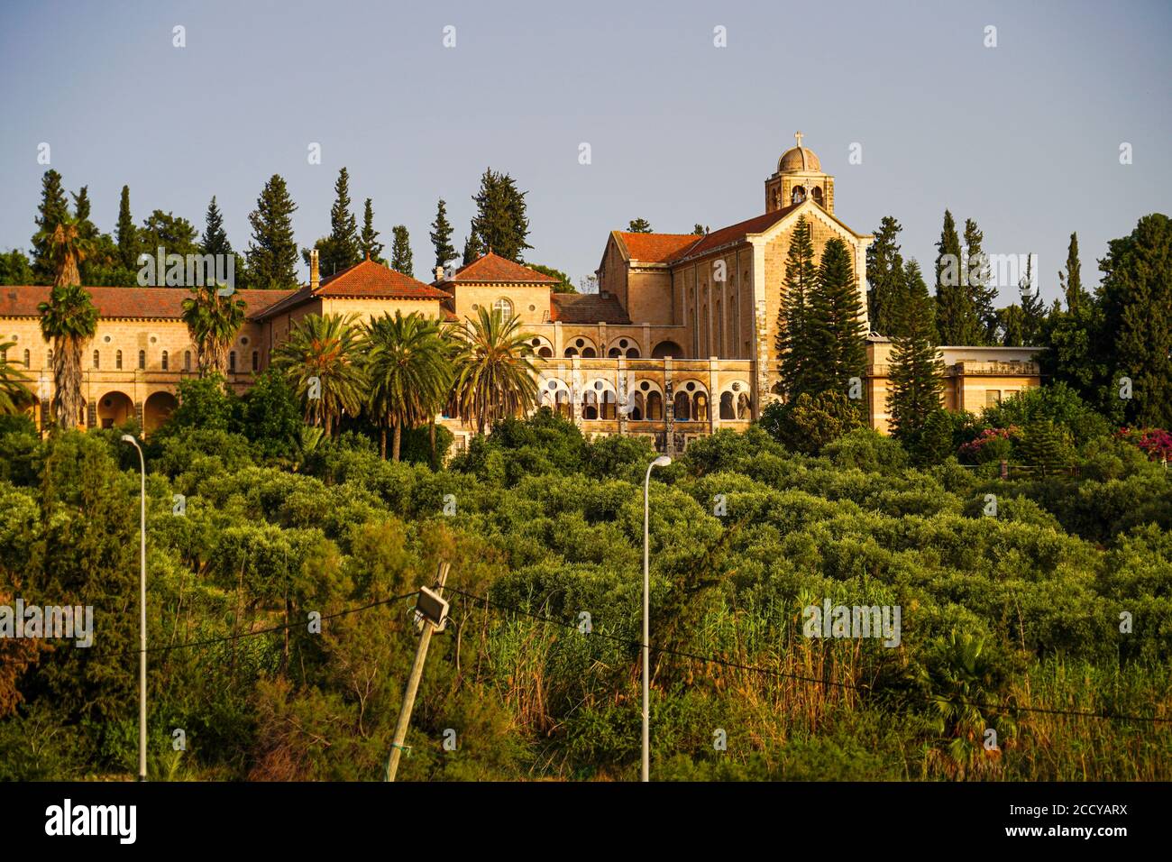 Israel, Ayalon Valley, Exterior of the Latrun Trappist Monastery. founded in In the year 1887 by French monks of the Trappist order. The monks establi Stock Photo