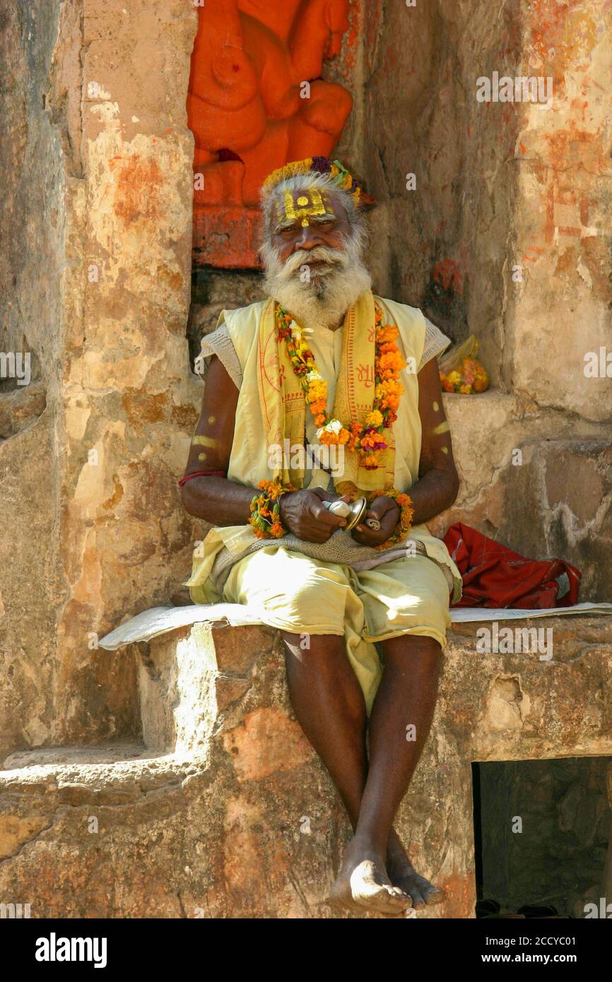 Holy Man at Varanasi Stock Photo