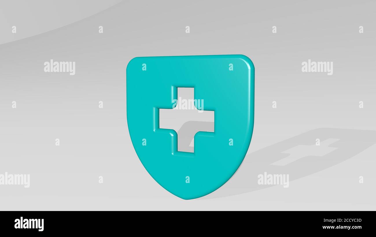 HOSPITAL SHIELD 3D icon casting shadow, 3D illustration Stock Photo