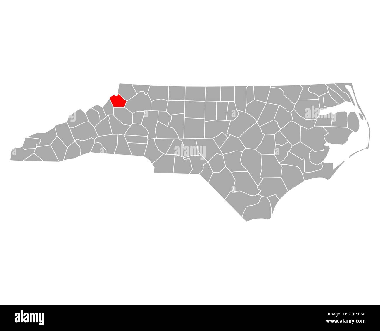 Map of Watauga in North Carolina Stock Photo Alamy