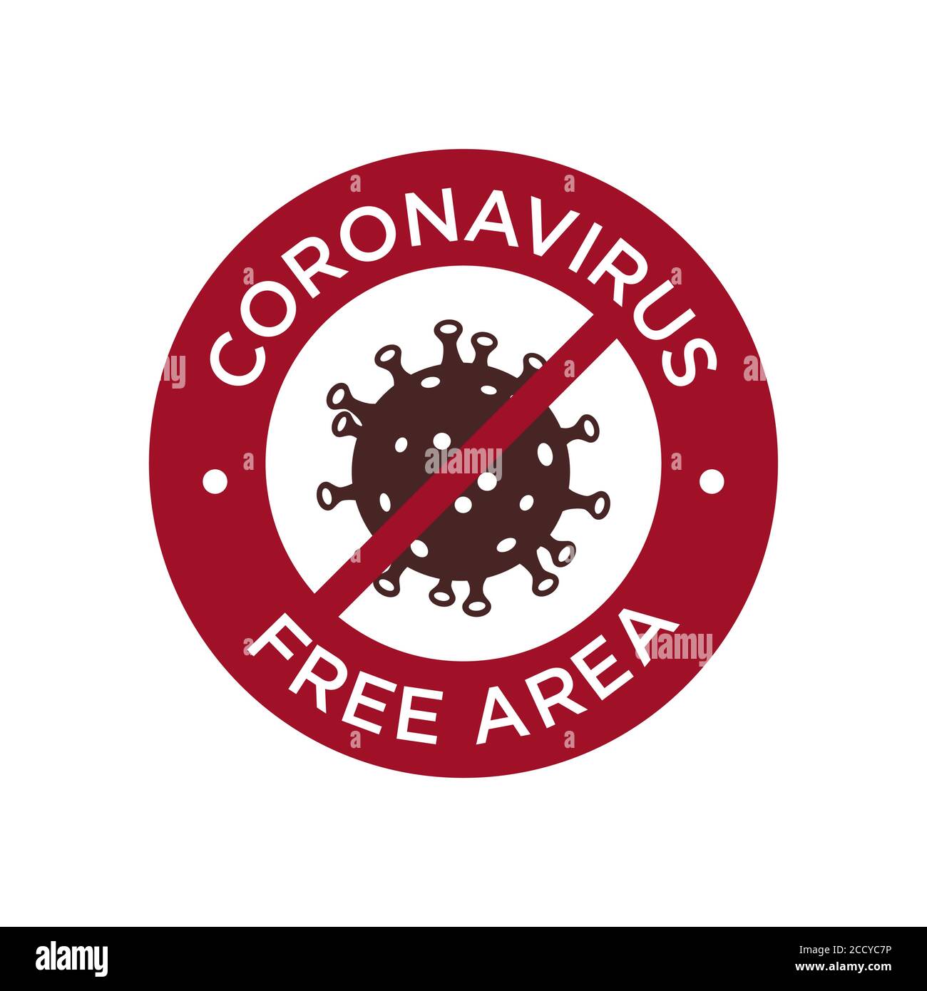 Coronavirus free area icon. Round symbol for disinfected areas of covid-19. Stock Vector