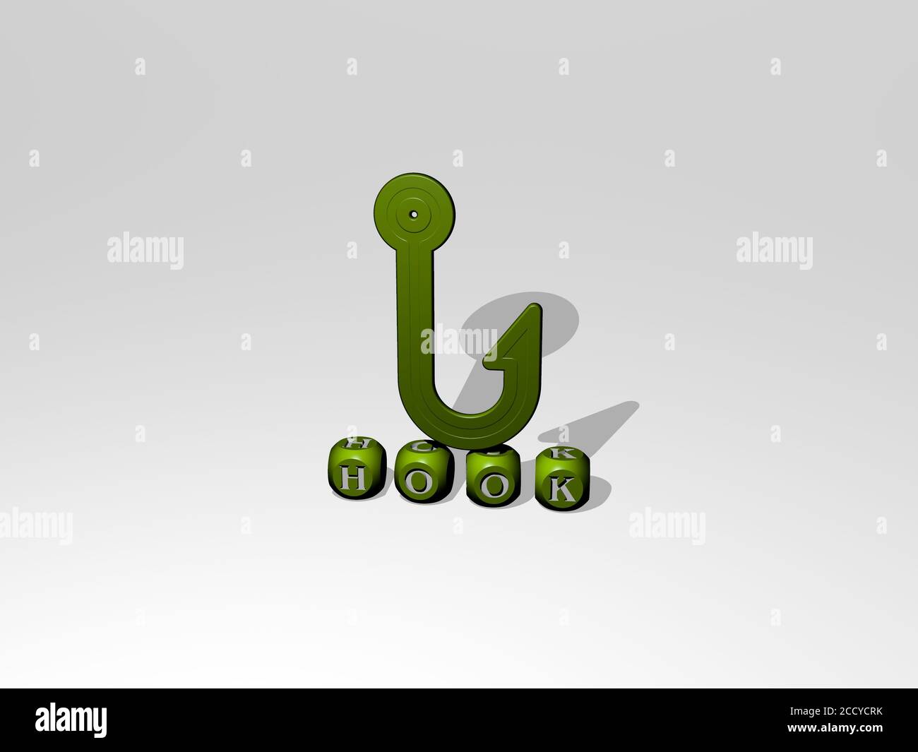 hook 3D icon over cubic letters, 3D illustration Stock Photo - Alamy