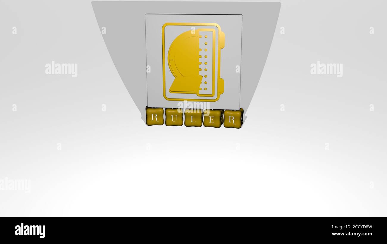 3D representation of RULER with icon on the wall and text arranged by ...