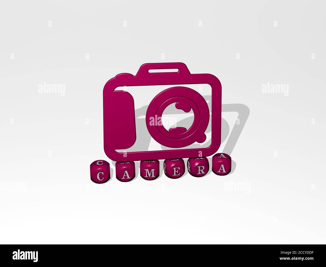 CAMERA 3D icon over cubic letters, 3D illustration Stock Photo - Alamy