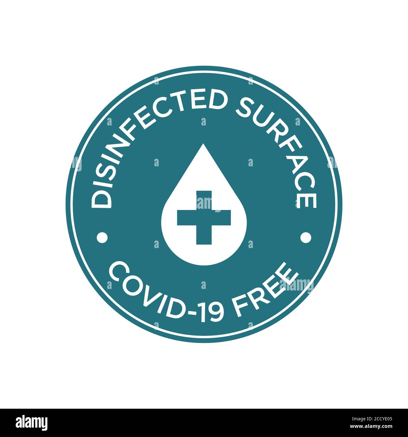 Coronavirus disinfected surface icon. Round symbol for clean areas of Covid-19. Covid free zone. Stock Vector