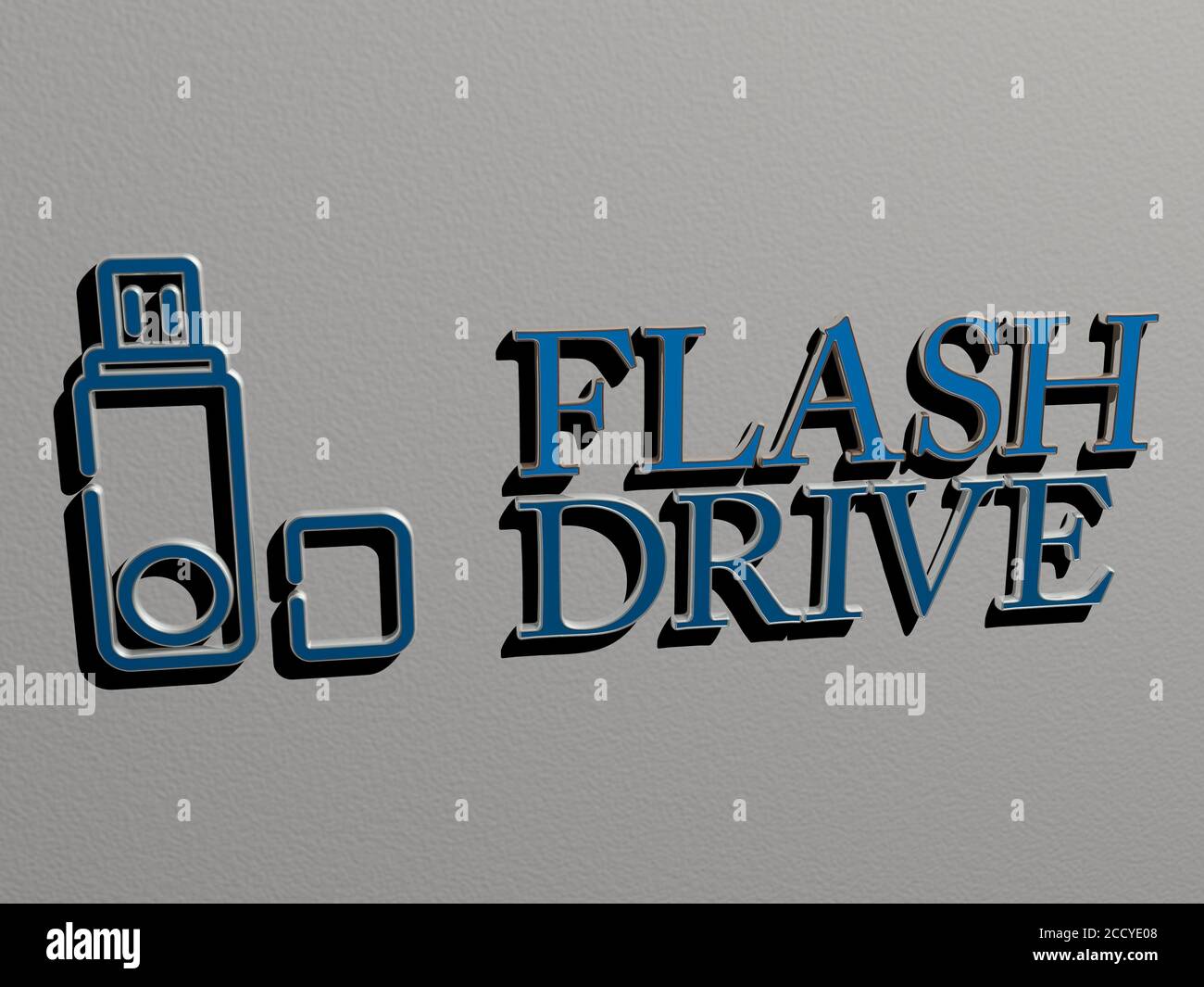 flash drive icon and text on the wall, 3D illustration Stock Photo - Alamy