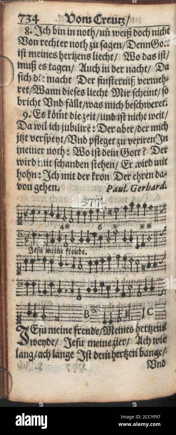 Jesu Meine Freude Praxis Cruger 1653. Stock Photo