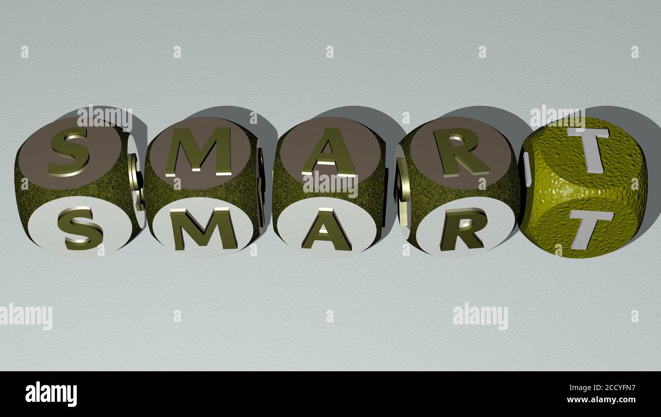 combination of SMART built by cubic letters from the top perspective, excellent for the concept presentation, 3D illustration Stock Photo