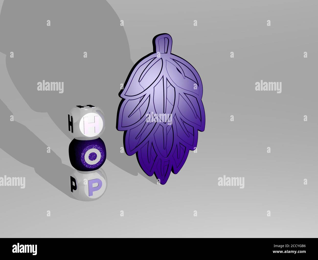3D illustration of hop graphics and text around the icon made by ...