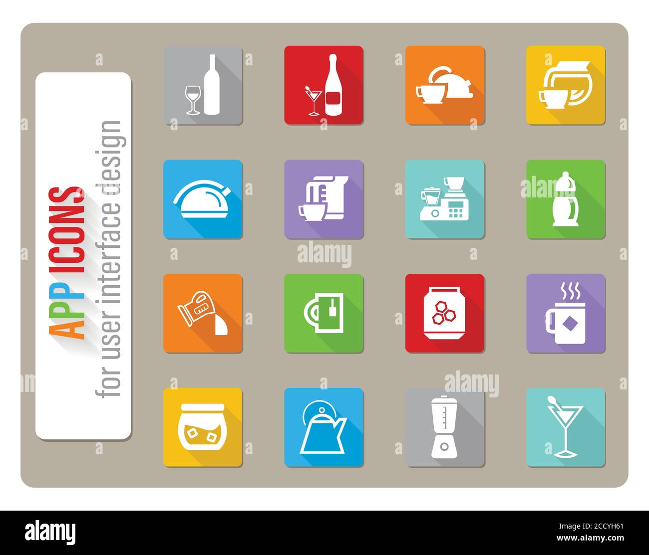 utensils for beverages icon set Stock Vector