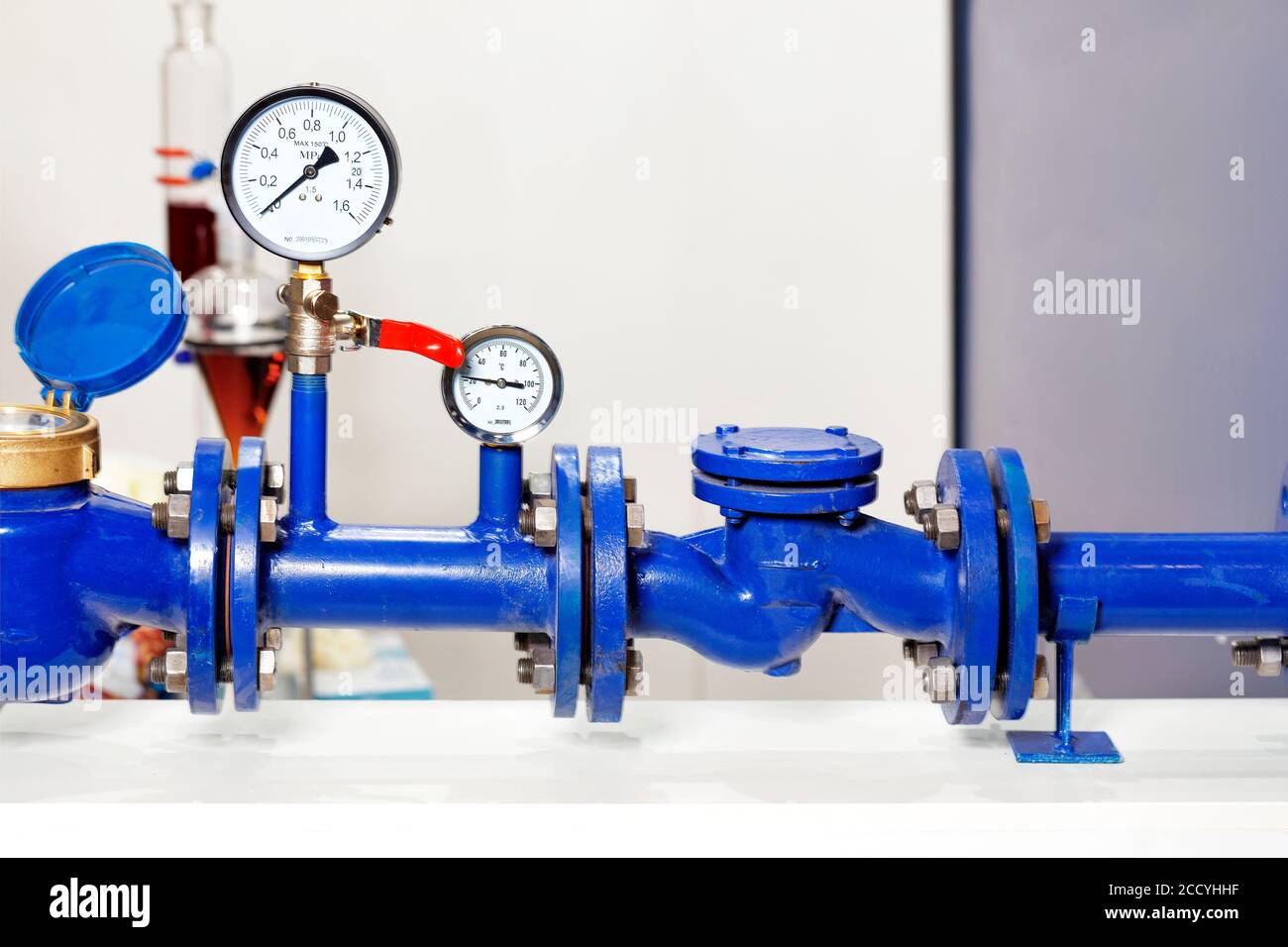 An example of the installation of a metering system and water pressure