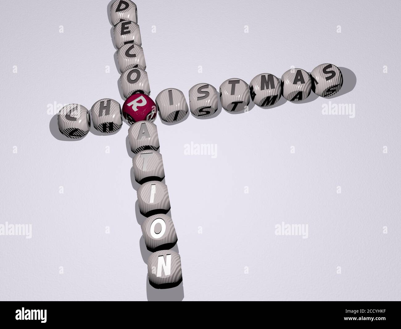 christmas decoration crossword of dice letters in color, 3D
