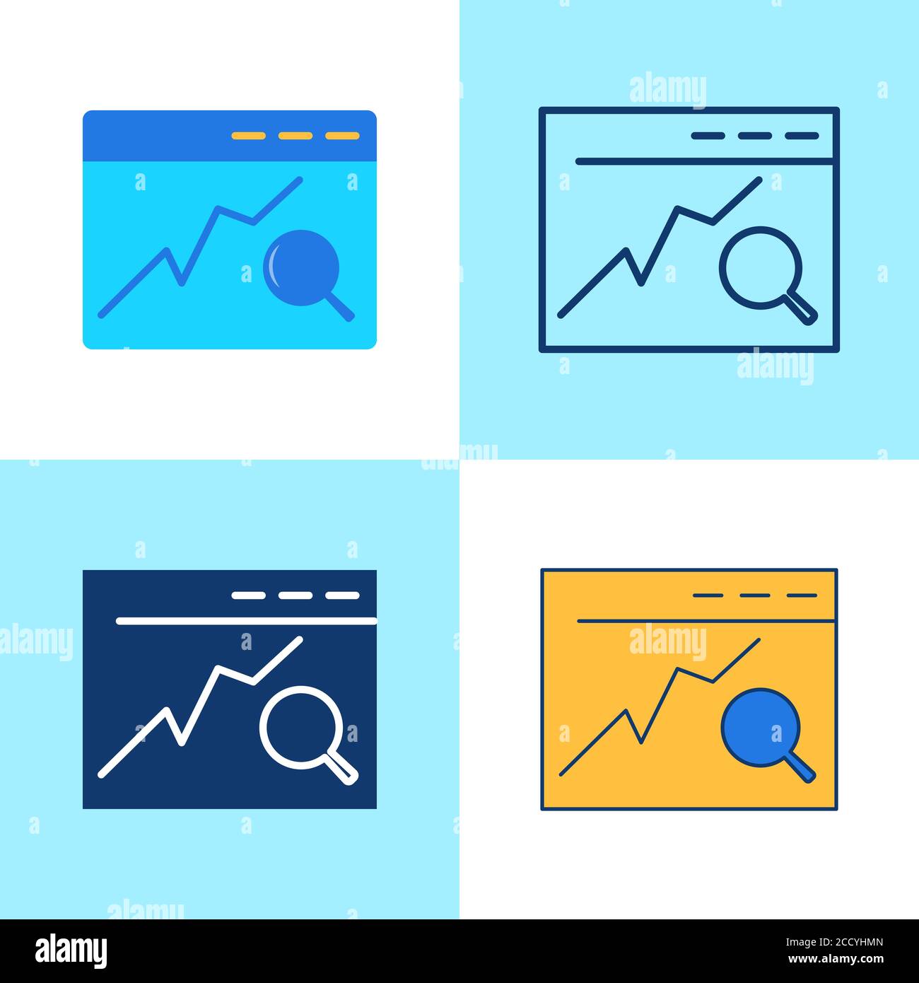 Search engine optimization icon set in flat and line style. SEO data analysis concept. Vector illustration. Stock Vector