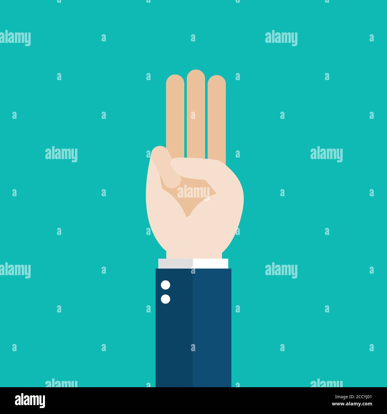 Hand showing three fingers salute. Anti dictatorship protest concept. vector illustration Stock Vector