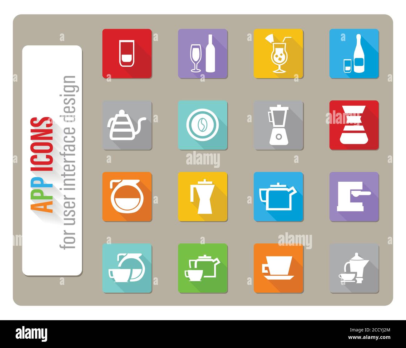 utensils for beverages icon set Stock Vector