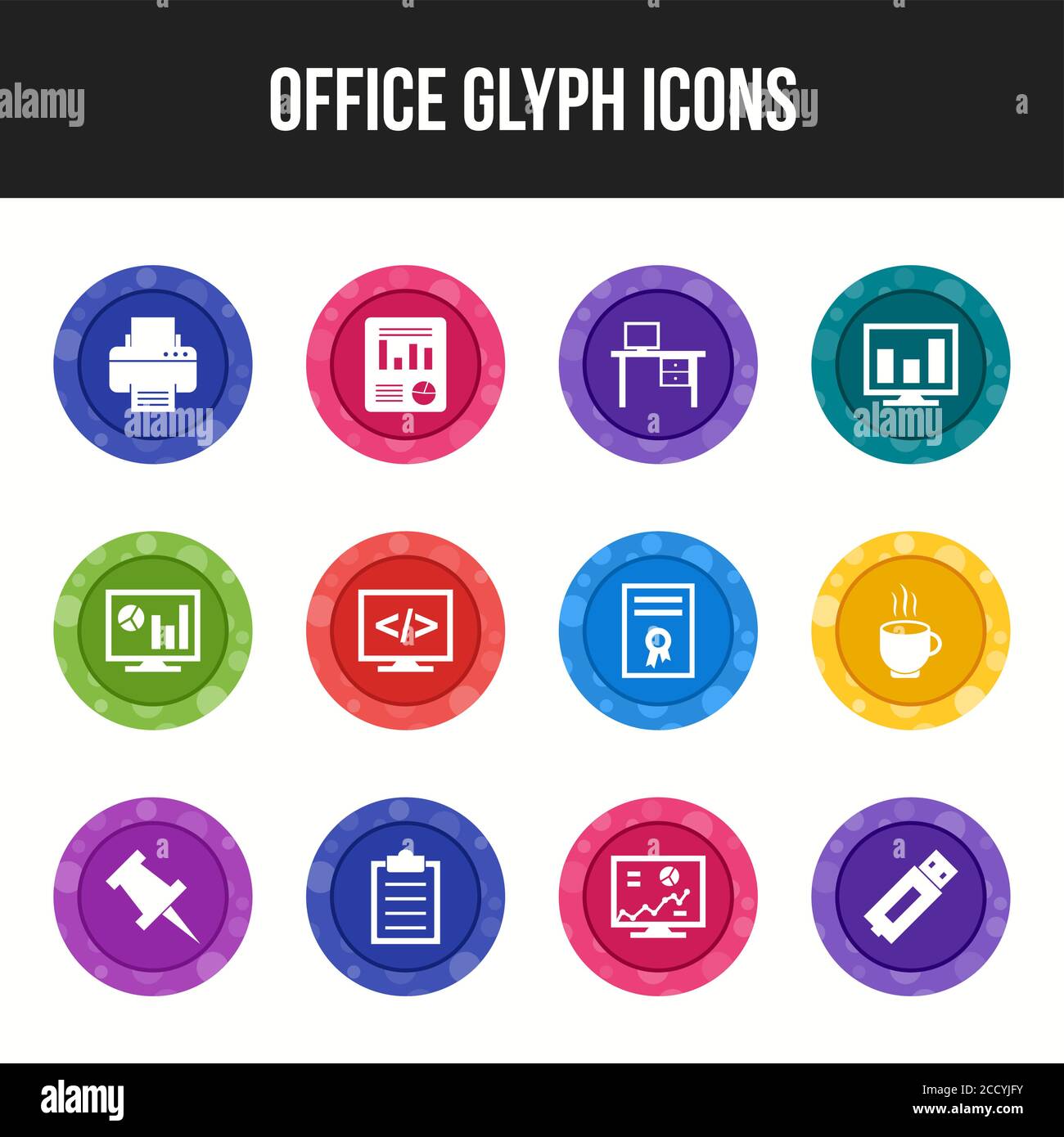 Unique Office Glyph icon set Stock Vector Image & Art - Alamy