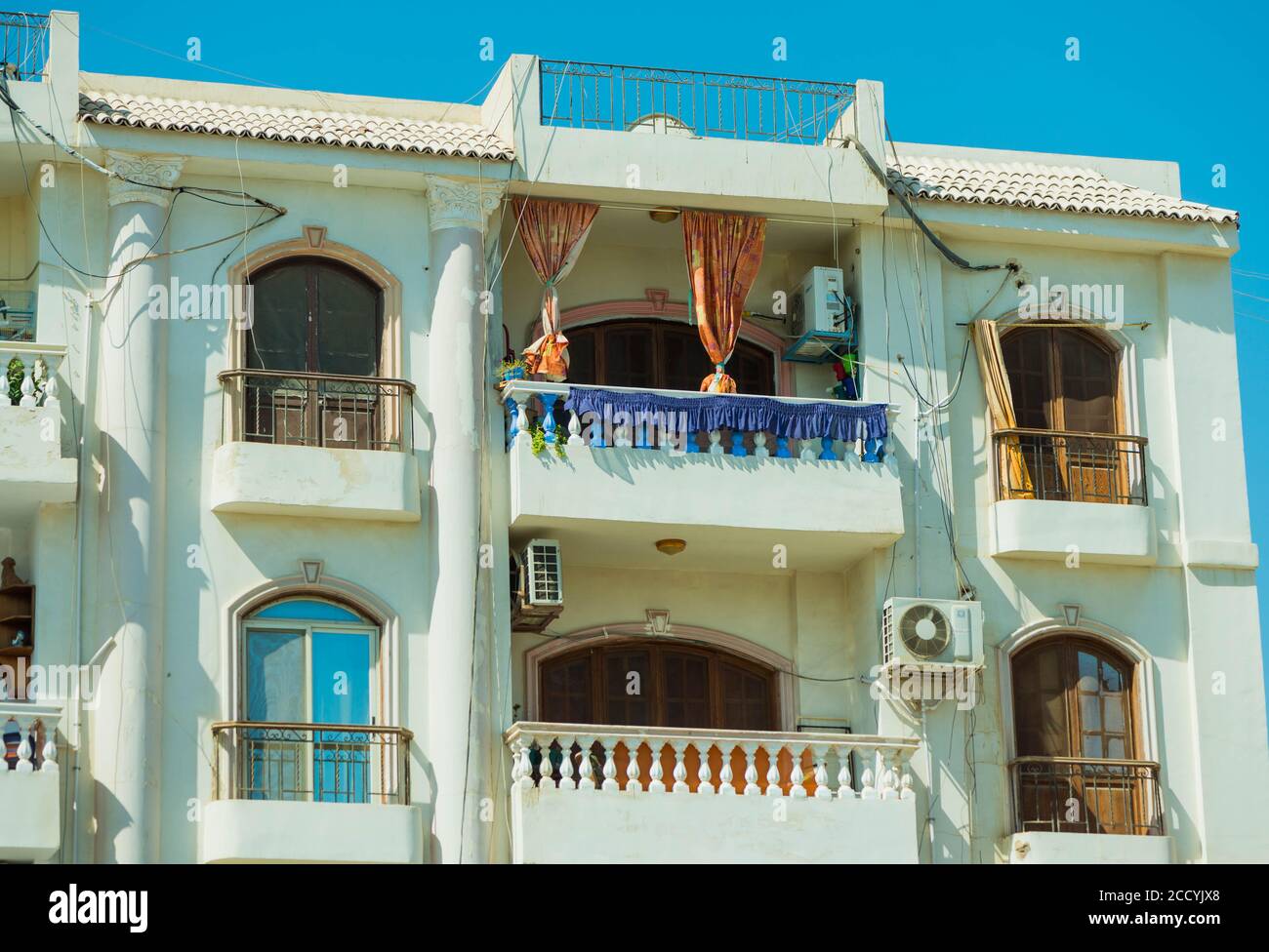 Egypt, Hurghada. city living building apartments exterior Stock Photo
