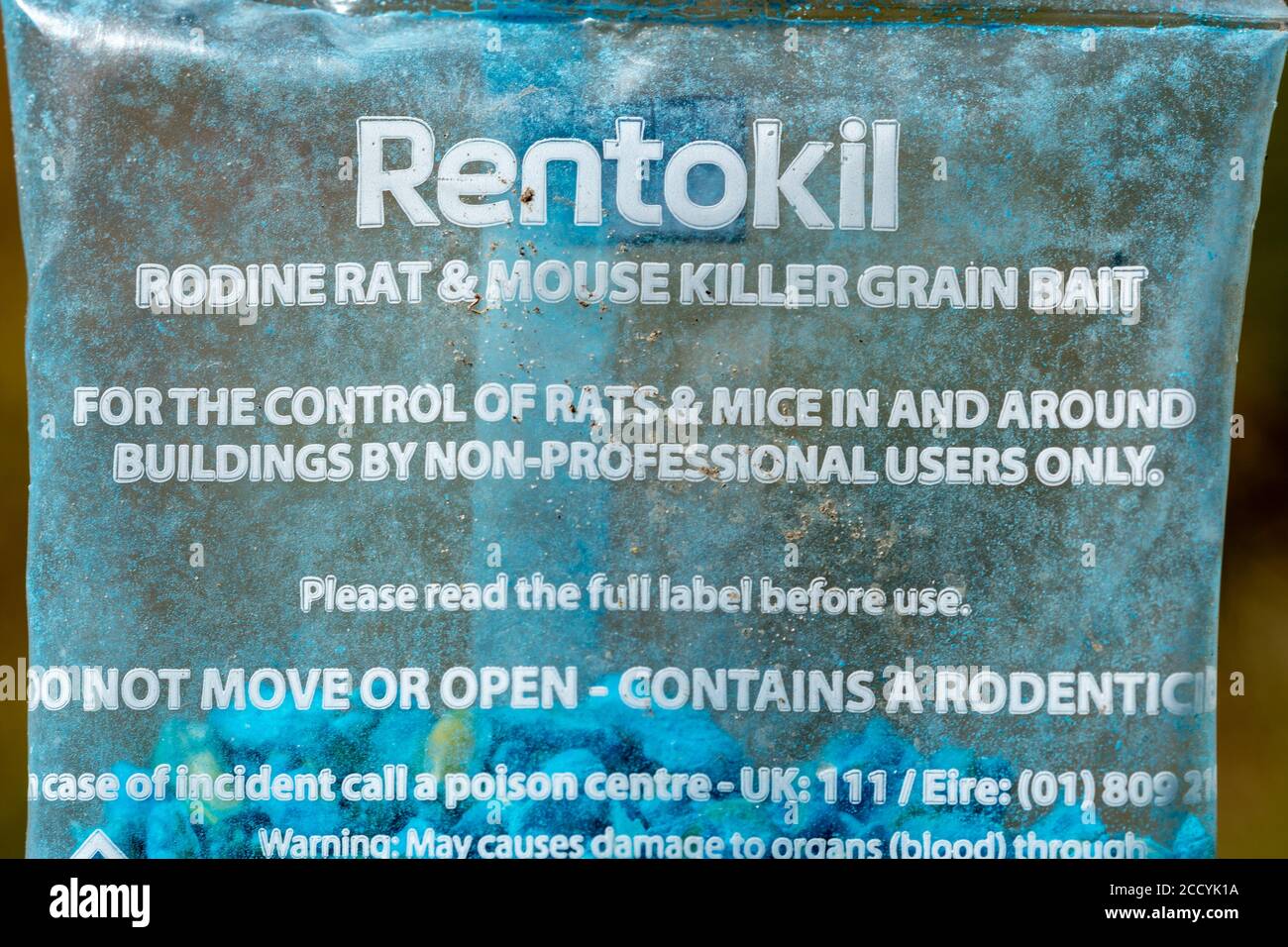 Packet of rentokil rodine rat and mouse killer poison grain bait Stock Photo