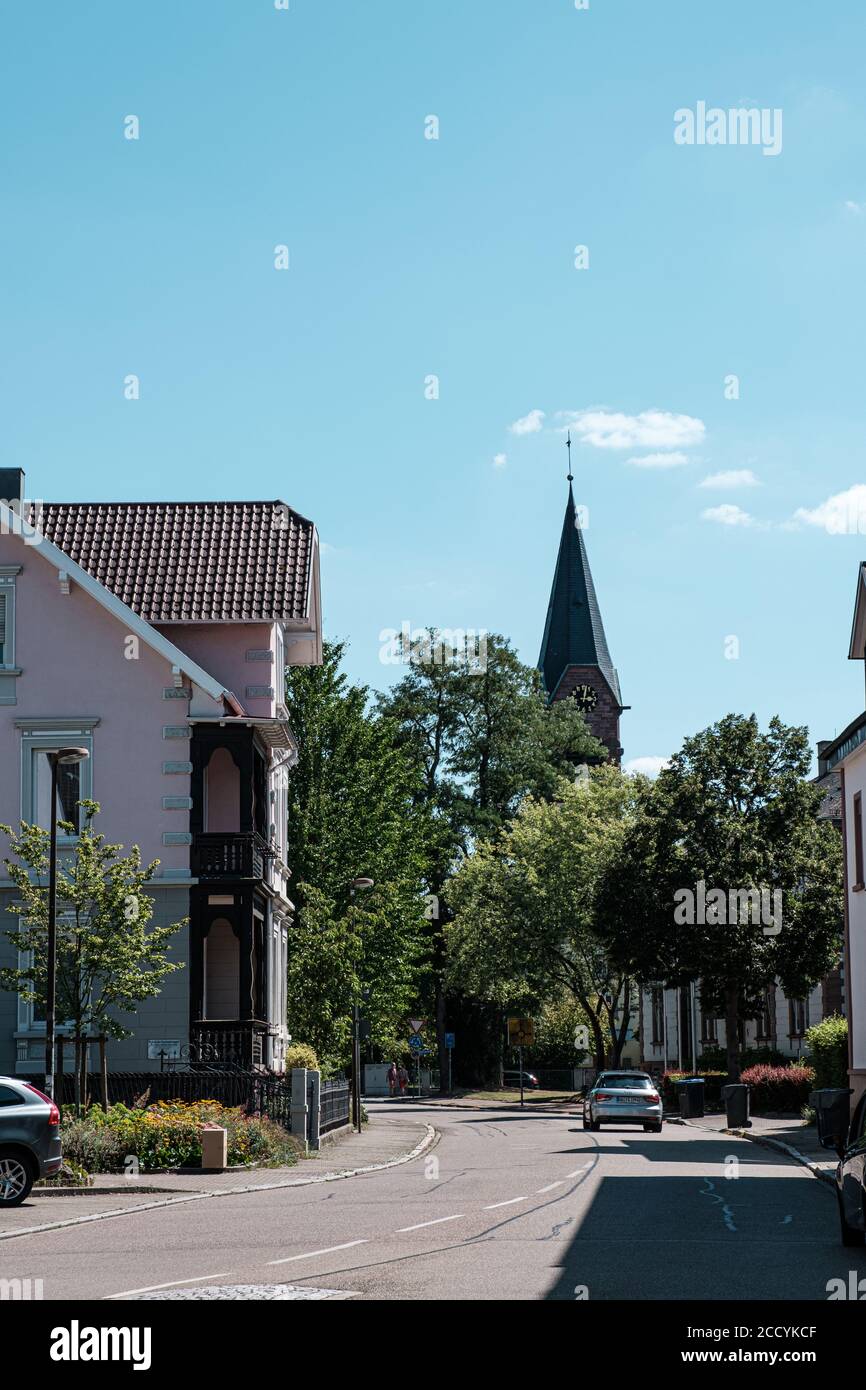 View of the street in small german city Achern Stock Photo